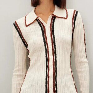 Sea New York Cream and Brown Knit Cardigan